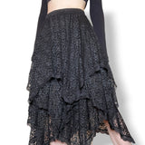 midnight lace layered midi skirt (xs-s)