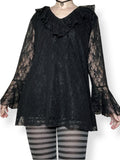 vintage victorian goth ruffle top / mini dress (l-xl)