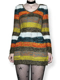 y2k autumn striped mini sweater dress (l)