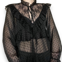 sheer gothic polka dot mini dress (m)