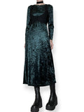 vintage emerald velvet tea dress (s-m)