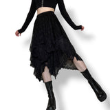 midnight lace layered midi skirt (xs-s)