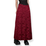 vintage velvet floral embossed maxi skirt (s-m)