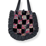 paisley corduroy patchwork frilly tote