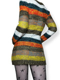 y2k autumn striped mini sweater dress (l)