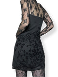 y2k glitter floral split front mini dress (m)