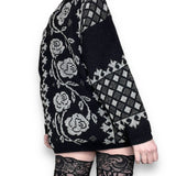 vintage gothic silver rose sweater (xs-m)