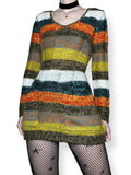 y2k autumn striped mini sweater dress (l)