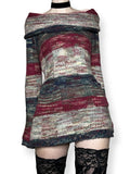 autumn striped cowl neck micro mini sweater dress / tunic (m-l)