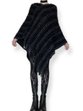soft fuzzy longline striped poncho (os)