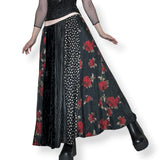 vintage 90s romantic goth silk maxi skirt