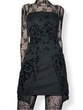 y2k glitter floral split front mini dress (m)