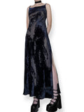vintage 90s/y2k dark whimsigoth velvet burnout maxi dress (s-m)