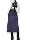 y2k whimsigoth purple floral skirt (s-m)