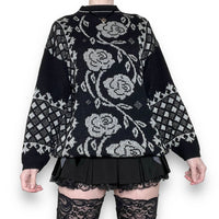 vintage gothic silver rose sweater (xs-m)