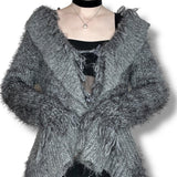 y2k fuzzy knit cardigan (m)