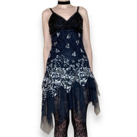 dark fairy asymmetrical floral dress (s-m)