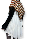 y2k does 70s fall crochet fringe poncho (xs-s)
