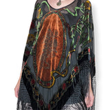 silk velvet burnout fringe poncho (os)