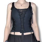 y2k vampy goth corset laced top (xs)