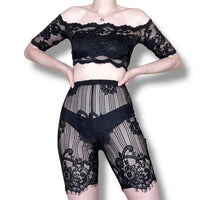 y2k off the shoulder lace top (m)