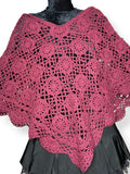 autumn berry crochet knit hooded poncho (m-xl)