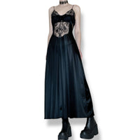 vintage dark sorceress satin slip gown set (s)