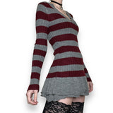 y2k striped micro mini sweater dress / tunic (m-l)