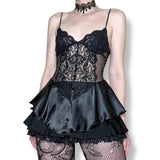 vintage goth princess lace & satin babydoll top (s)