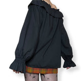 y2k victorian gothic cotton peasant blouse (l)