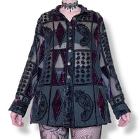 vintage velvet burnout dark jester shirt (m-l)