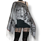 haunted garden floral fringed shawl (os)