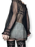 y2k sheer swiss dot off the shoulder tunic top (m)
