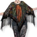 silk velvet burnout fringe poncho (os)