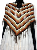 y2k does 70s fall crochet fringe poncho (xs-s)