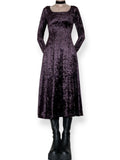 vintage 90s plum velvet witchy tea dress (s)