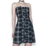 y2k plaid ruffle mini dress (l)