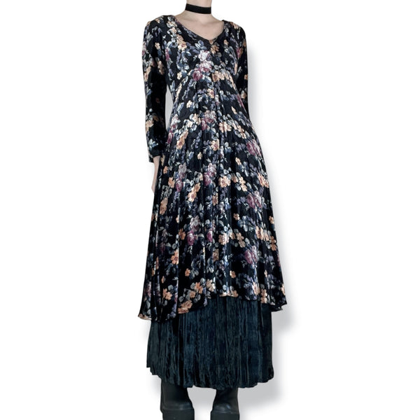 vintage whimsigoth velvet tea dress (s)
