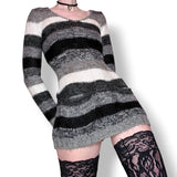 y2k striped micro mini sweater dress / tunic top (s-m)