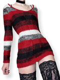 striped knit micro mini sweater dress / tunic top (s-m)