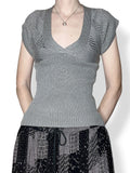 y2k silver knit top (s)