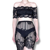 y2k off the shoulder lace top (m)