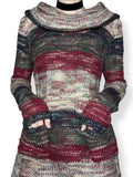 autumn striped cowl neck micro mini sweater dress / tunic (m-l)