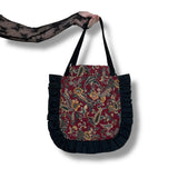paisley corduroy quilted drawstring tote bag