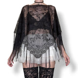 whimsigoth sheer fringe poncho (os)