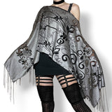 haunted garden floral fringed shawl (os)