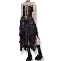 cocoa sheer lace midi skirt (s)