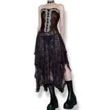 cocoa sheer lace midi skirt (s)