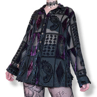 vintage velvet burnout dark jester shirt (m-l)