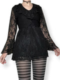 vintage victorian goth ruffle top / mini dress (l-xl)